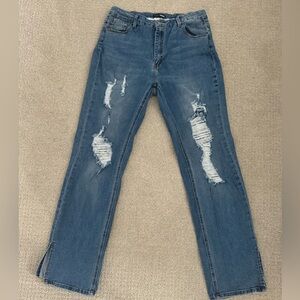 Fashion Nova ripped bootcut jeans